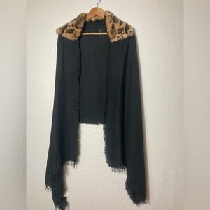 NWT aW accessories modal wool alpaca blend scarf cape wrap poncho animal print